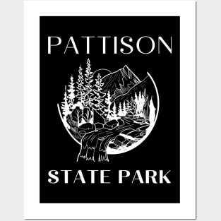 Pattison State Park Waterfall Landscape in the Forest Posters and Art